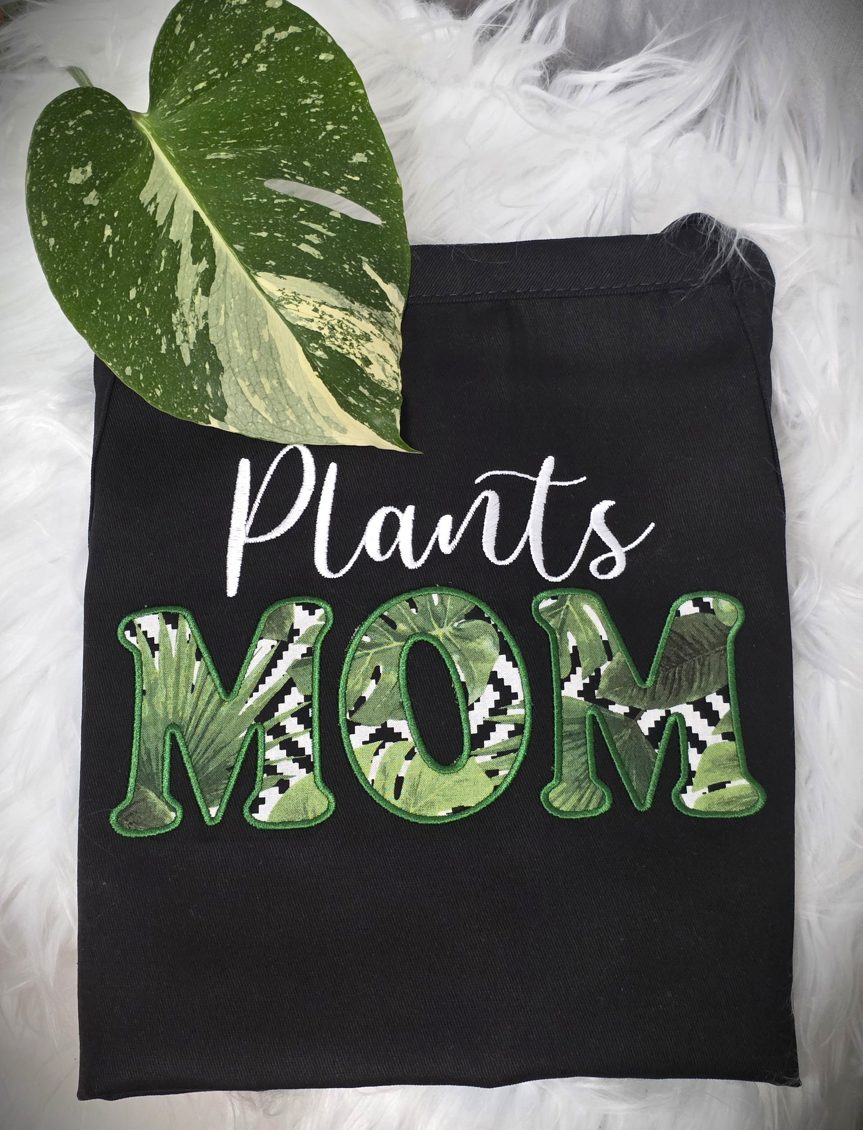Gardener’s Apron – Embroidered Design - Plants Mom Monstera Aplique