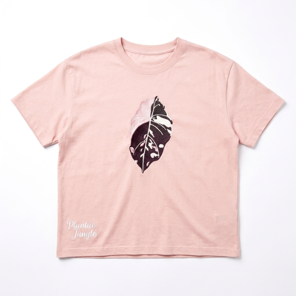 Alocasia Pink Black Velvet Variegated - Boxy T-shirt - Pink